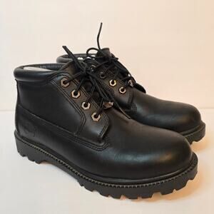 Timberland Nellie Chukka Boot Size 7.5 Black Leather Short Ankle Bootie Lug Sole